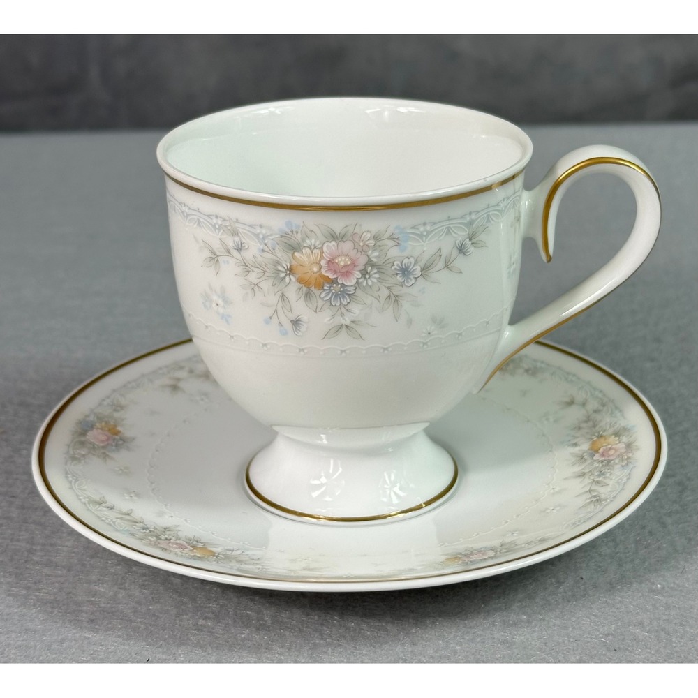 Lot of 5 Noritake Waynesboro # 3261 Footed Tea Cups & Saucers - Picture 2 of 4